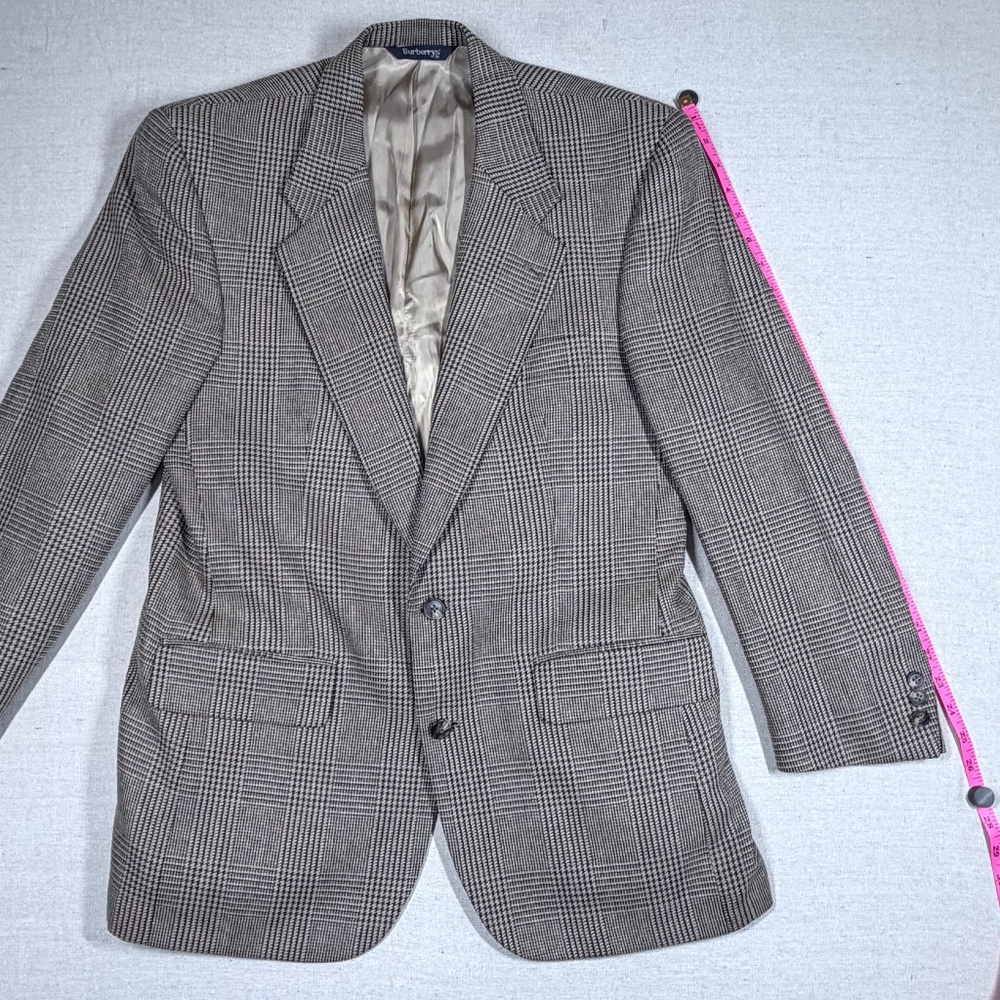Burberrys Vintage Wool Blazer‎ Glen Plaid Tailored Jacket 44R